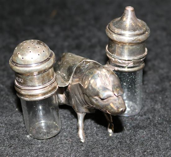 Novelty pig silver cruet